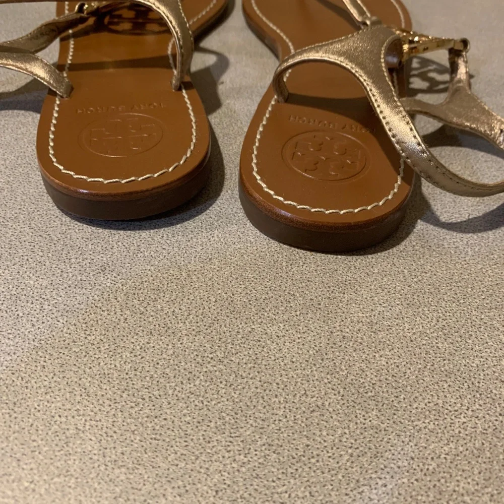 Tory Burch Gold  Embellished Thong Sandals sz 8.5 M